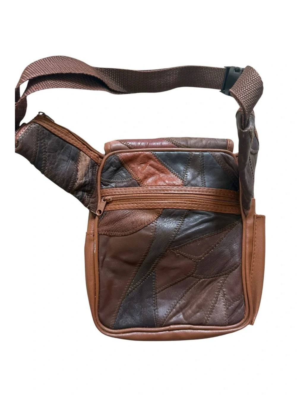 Vintage Taurus Patchwork Leather Crossbody Fanny Pack Bag